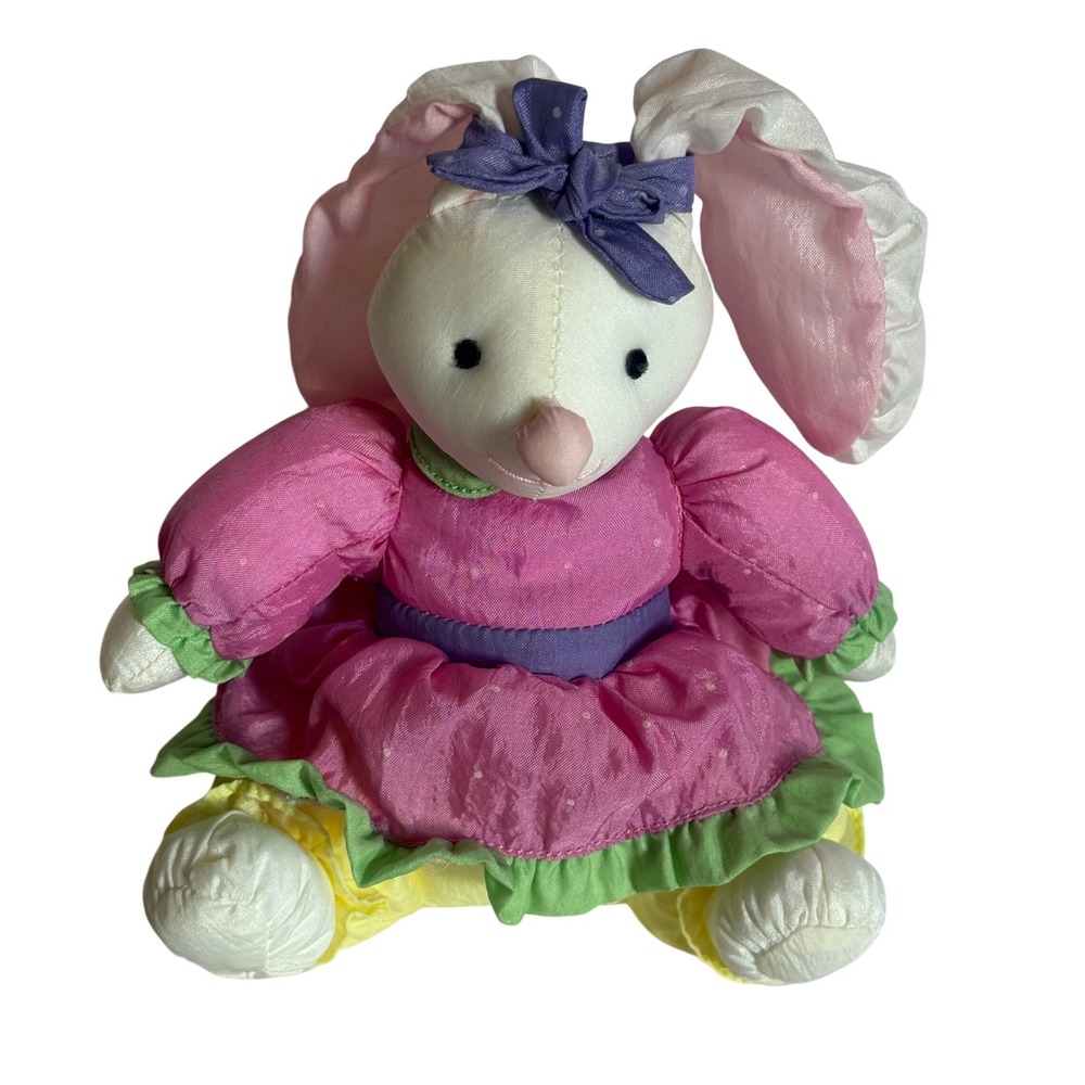 Vintage Russ Berrie Plush Bunny Rabbit Easter Stuffed Animal 6" Hoppity Nylon